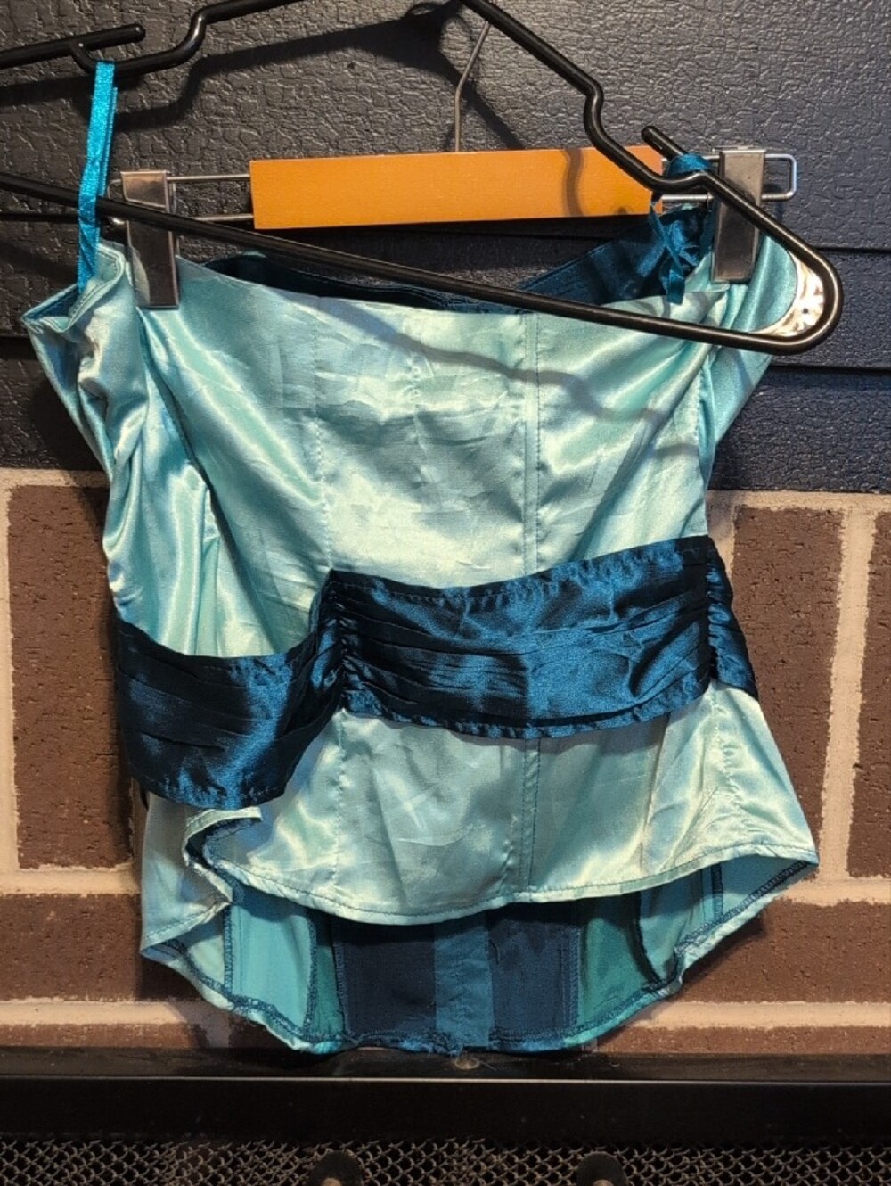 Charlotte Russe Satin Bustier Top in Teal Blue - Picture 3 of 3